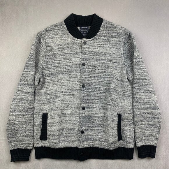 American Eagle Mens Sweater XLT (Fits Large) Gray Heather Button Up Long Sleeve - Picture 1 of 6